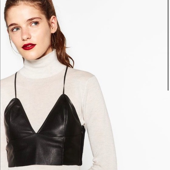 Zara | Tops | Zara Faux Leather Crop Top | Poshmark